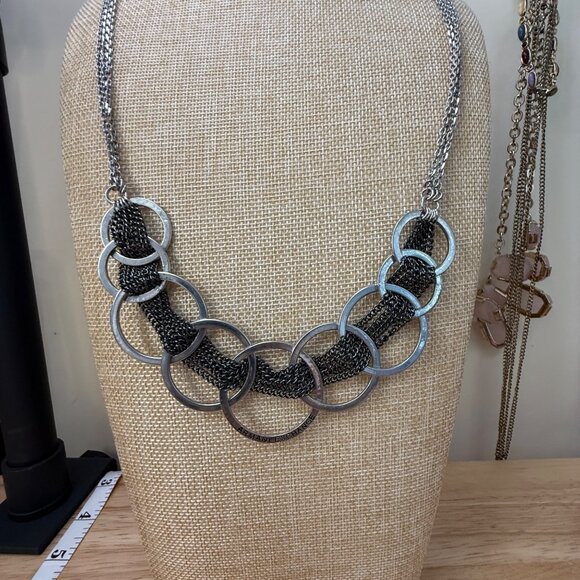 Armani Exchange Womens Silver-Tone Chain Necklace With Interlinked Rings Design - Picture 6 of 11